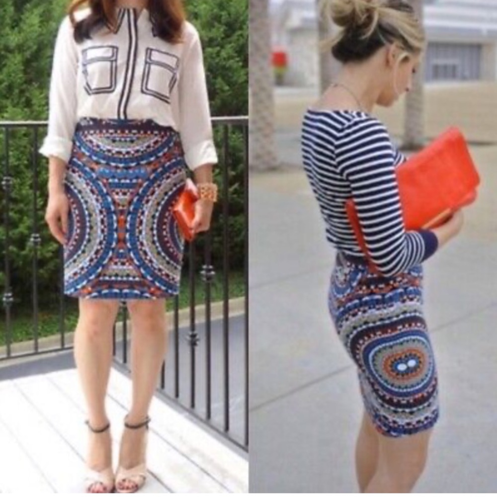 NWT Anthropologie Tabitha Olmeda Colorful Mosaic Print Skirt  Size 6 Blue